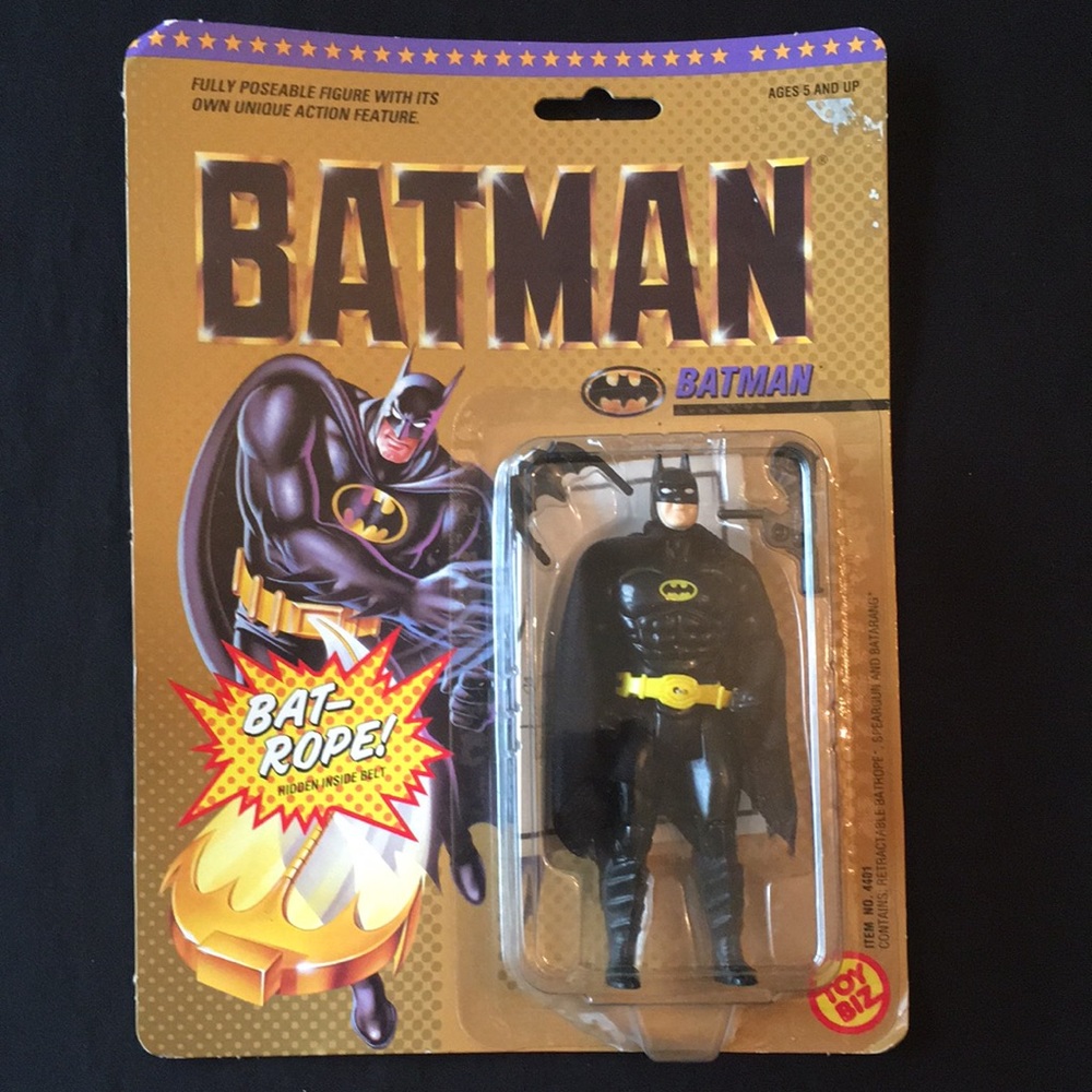 1989 BATMAN Figure MOC for 1988 Orig Keaton MOVIE w/ Cape Rope Speargun Batatang